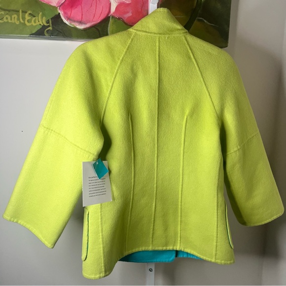 PerSe by Carlisle Wool Green & Blue Reversible Pea Coat Size 6 NWT - Picture 8 of 16